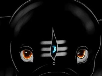 My drawing of an elephant figure glowing in the dark, ringed by golden light