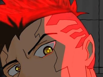 My drawing of a red-haired character with a golden eye