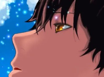 My drawing of a boy looking up into a sky full of stars